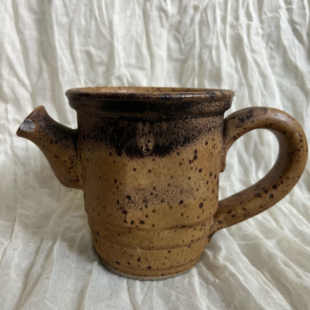 Vintage Speckled Stoneware Watering Pitcher - Picture 7 of 11